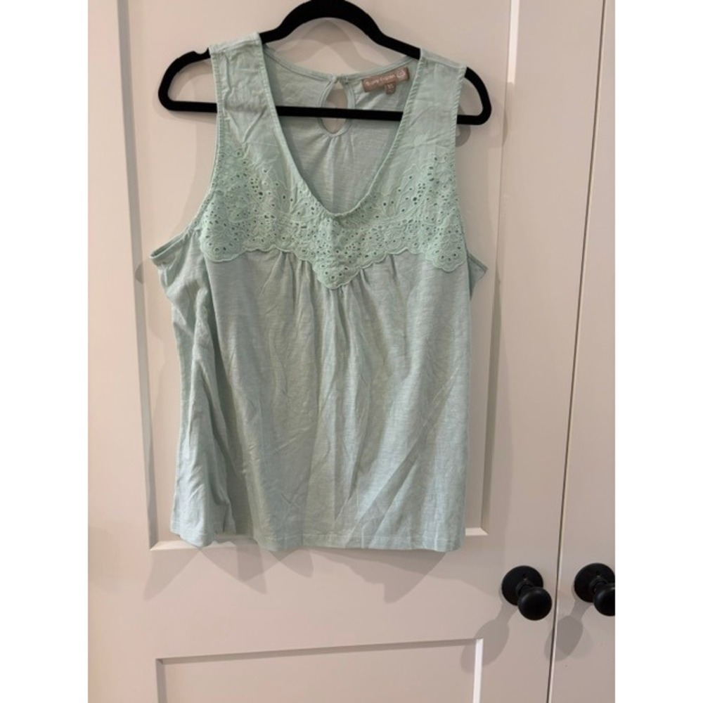 Victory Outfitters Mint Green Eyelet Lace V-Neck Sleeveless Tank Top XL